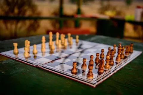 Outdoor chess board surrounded by nature in Similipal