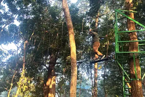 Outdoor rope climbing obstacle course in Similipal